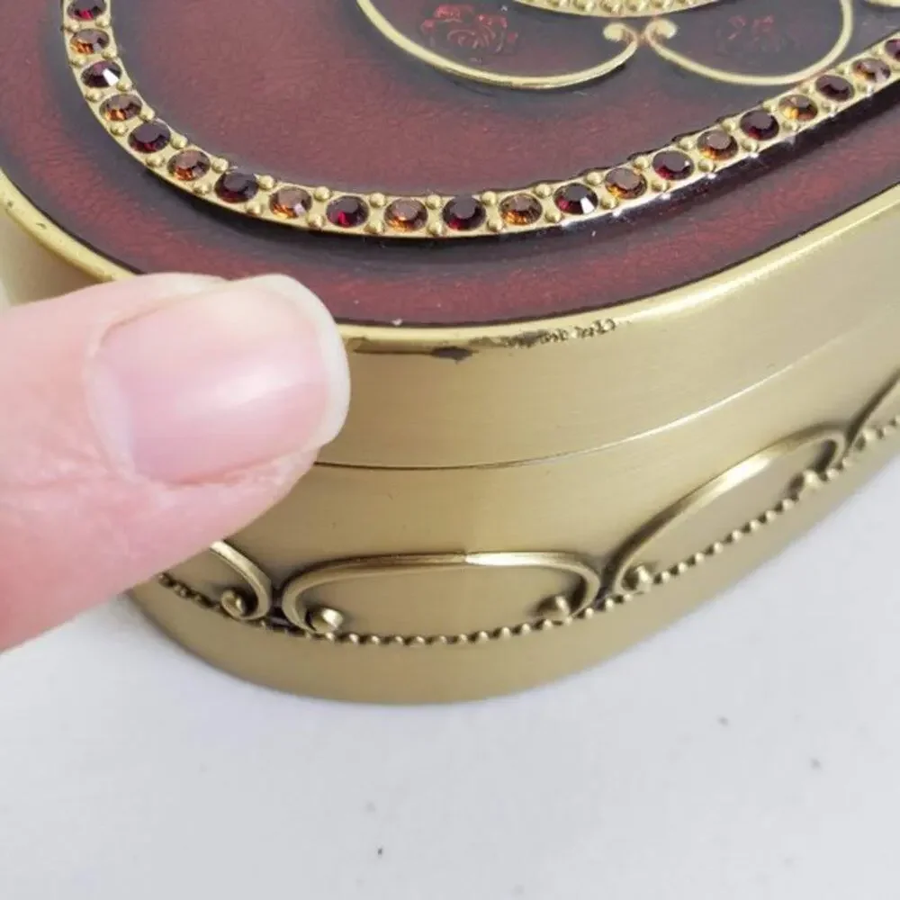 Things Remembered Heart Keepsake Box Gold Velvet Lined Jewelry Valentine Gift